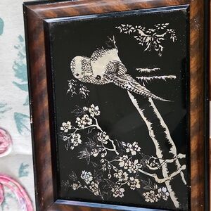 Vintage Framed Mother Of Pearl Bird Art